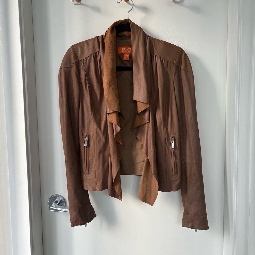Michael Kors Tan Leather Jacket Size XS